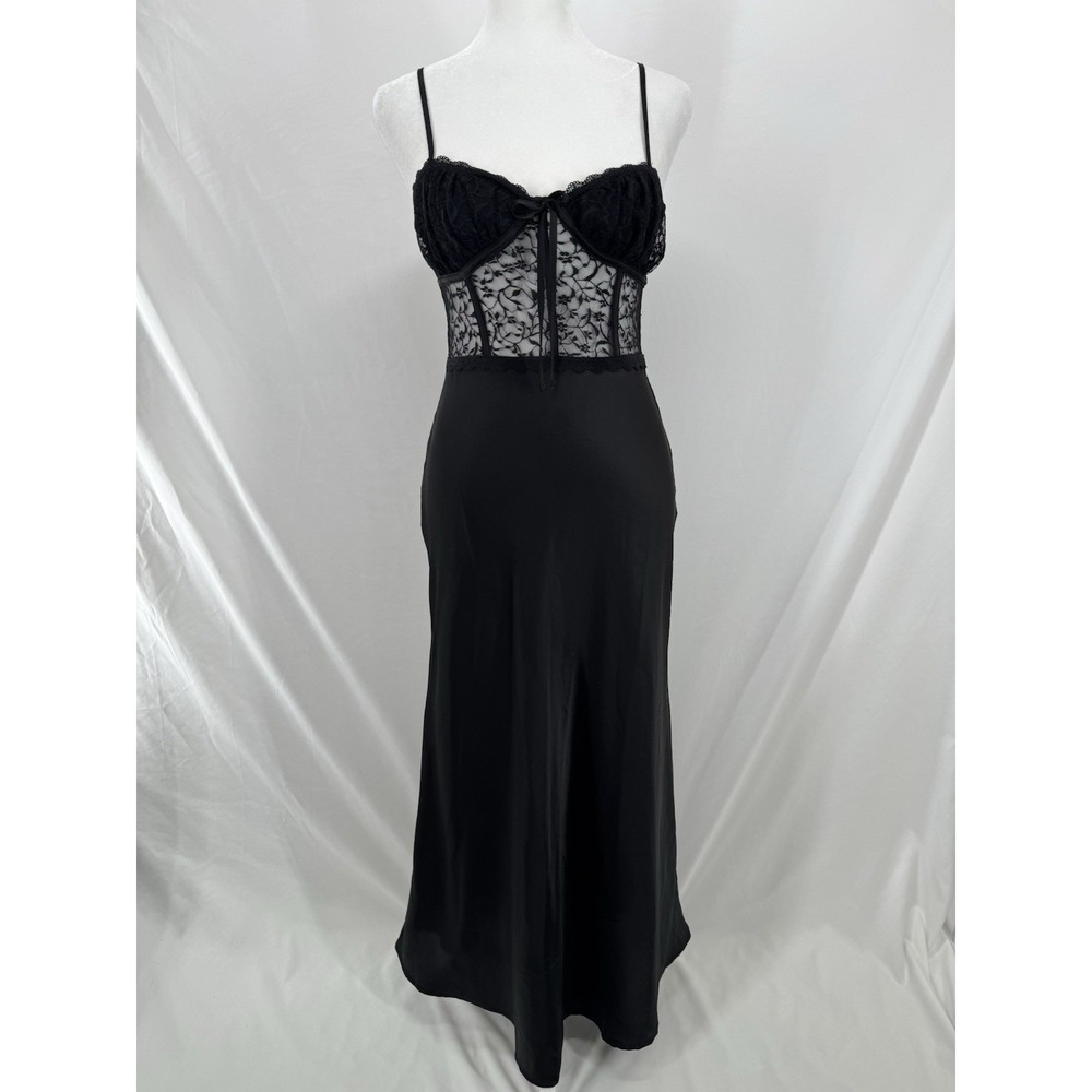 Y2K Lace Corset Slip Dress S Whimsigoth Fairy Grunge Babydoll Dark Coquette Prom